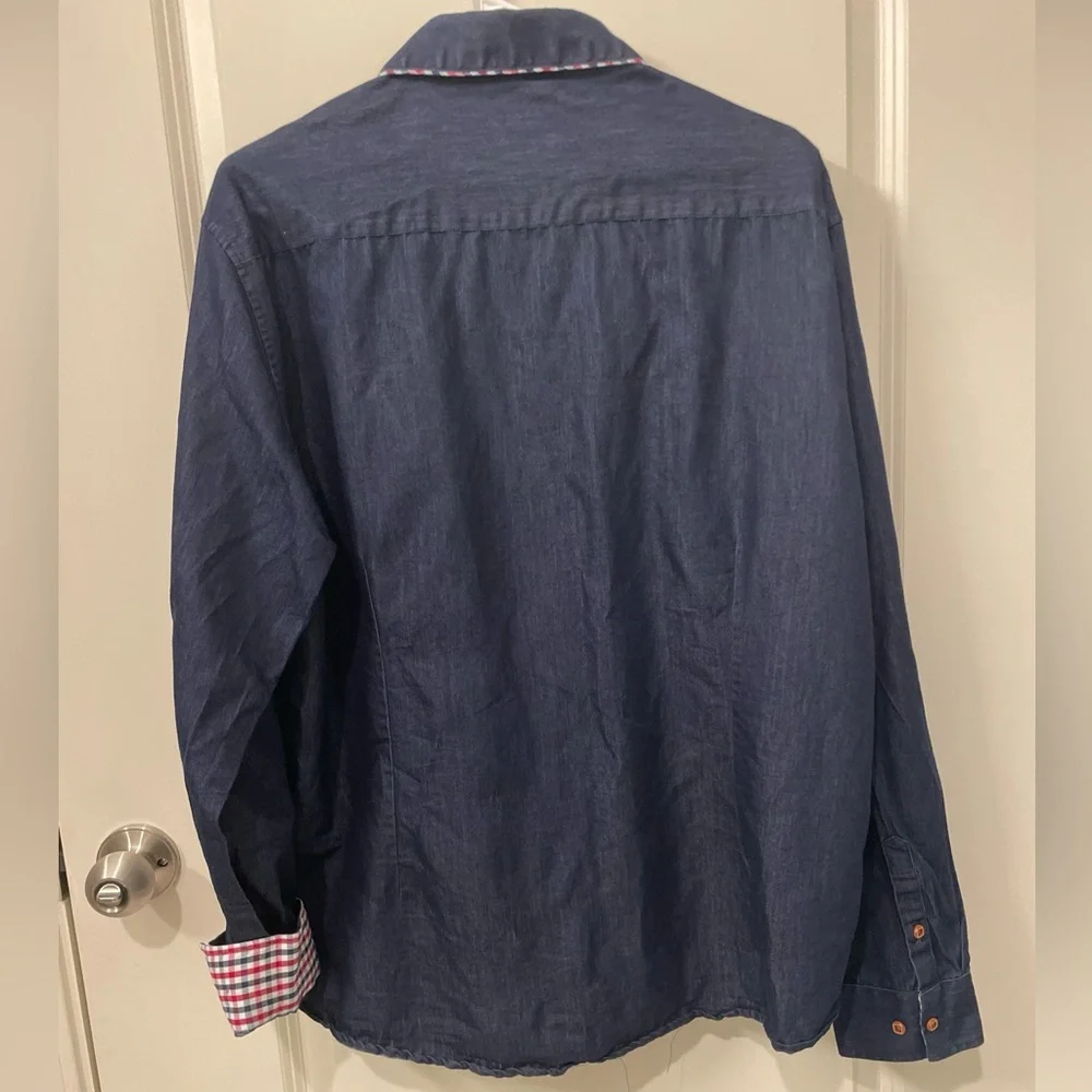 Men's Casual Button Down Shirts - Blue and Black - Picture 8 of 12